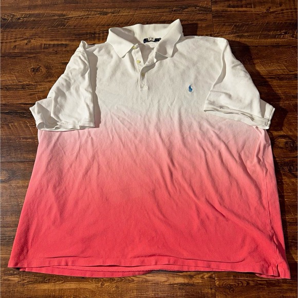 Polo Ralph Lauren Other - Polo Ralph Lauren Men's 4XLT Big & Tall White Pink Gradient Cotton Polo